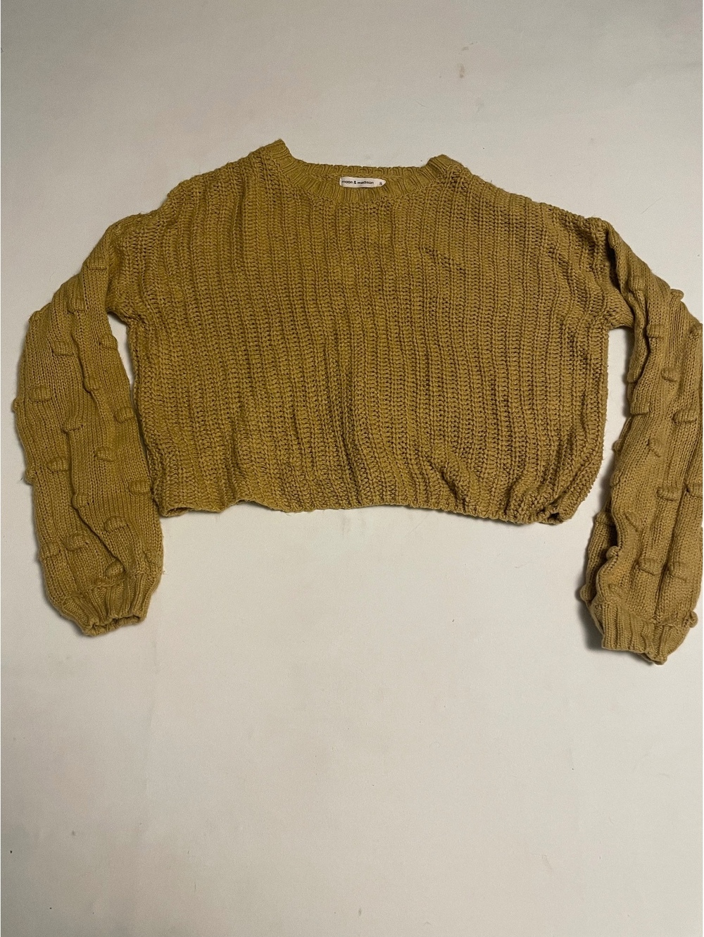 Moon & Madison Mustard Yellow Cropped Knit Sweater Size S